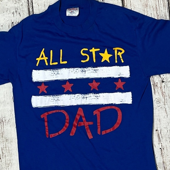 Vintage All Star Dad 1980s Single Stitch 80s Crewneck Fathers Day Tshirt - Picture 5 of 5